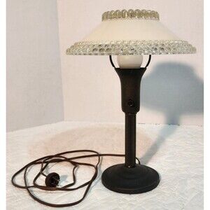 Antique Art Deco Table Light Frosted White Glass 15"
